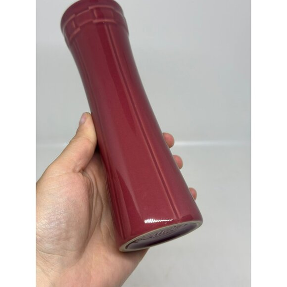 VTG Longaberger Pottery Paprika Red Vase 6.5" Woven Basketweave Design USA Made - Picture 4 of 5